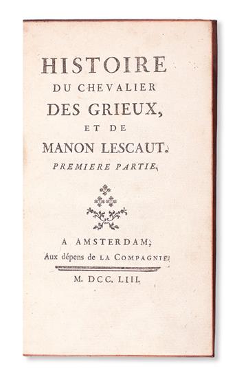 PRÉVOST DEXILES, ANTOINE-FRANÇOIS, Abbé.  Histoire du Chevalier des Grieux, et de Manon Lescaut. 2 vols.  1753